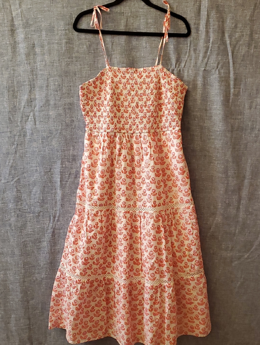Roller Rabbit x Target Tie-shoulder Smock Red Floral Tiered Maxi Dress